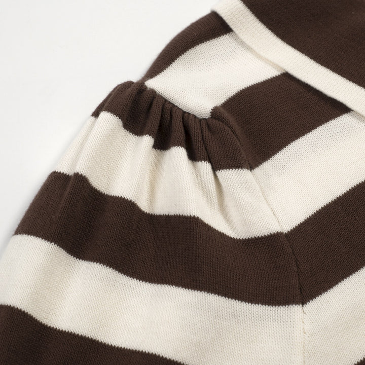 Women's brown striped fashion vintage knit polo