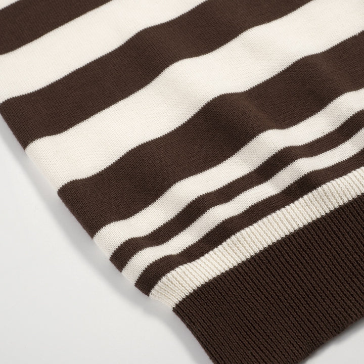 Women's brown striped fashion vintage knit polo