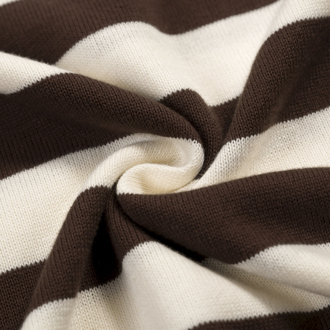 Women's brown striped fashion vintage knit polo