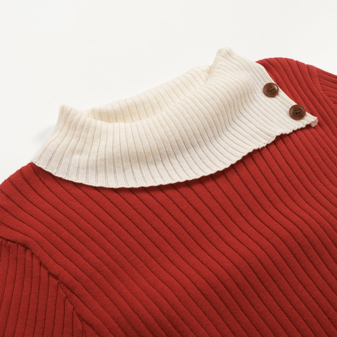 Women's Classic Red Vintage Jacquard Knit T-Shirt