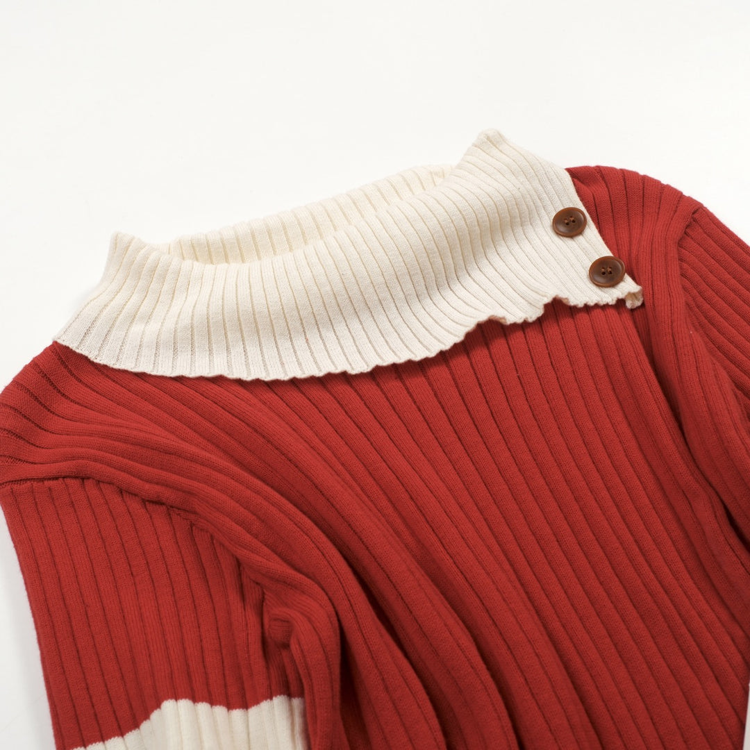 Women's Classic Red Vintage Jacquard Knit T-Shirt