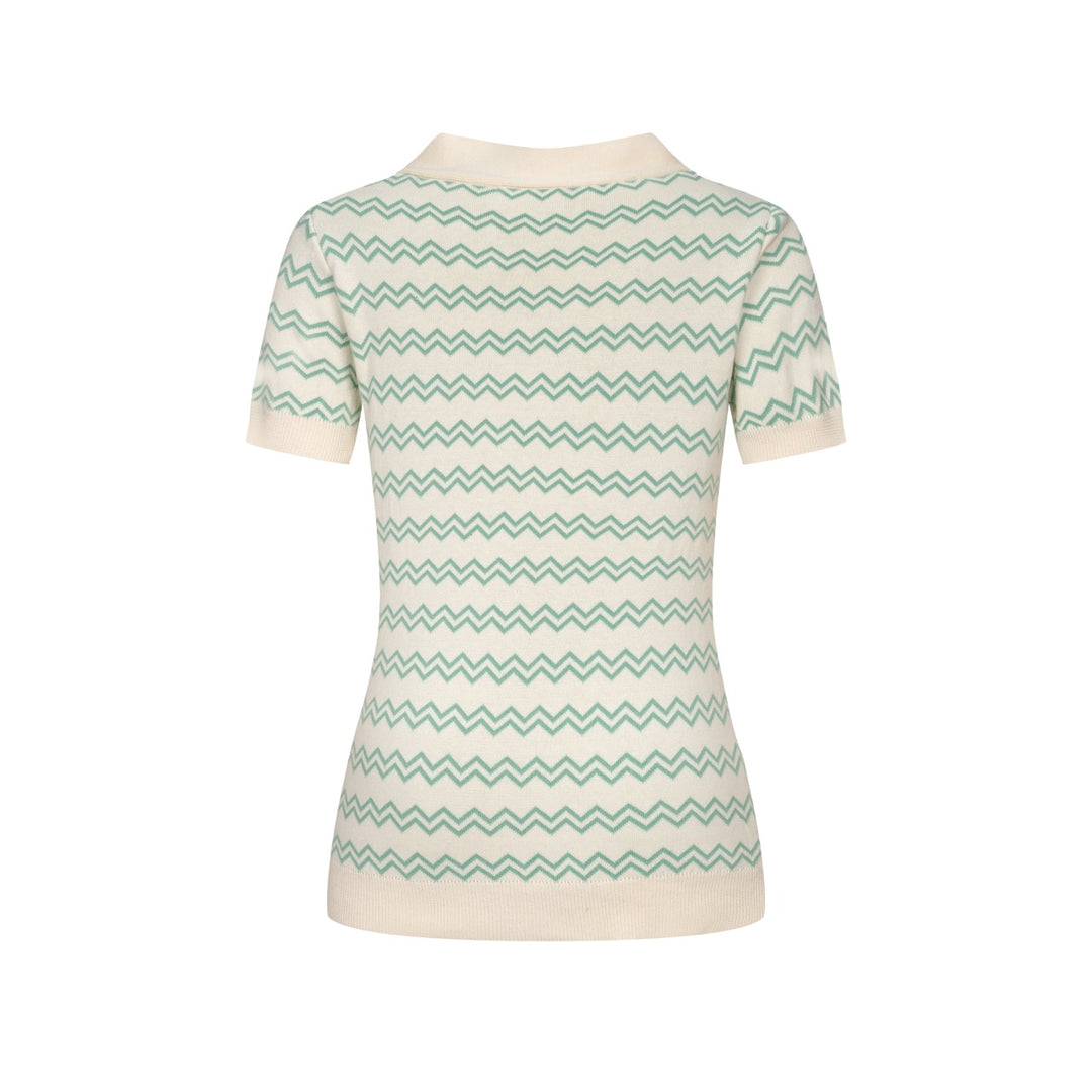 Women's Apricot White Classic Vintage Jacquard Knit T-Shirt