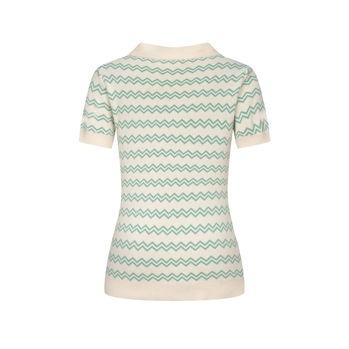 Women's Apricot White Classic Vintage Jacquard Knit T-Shirt