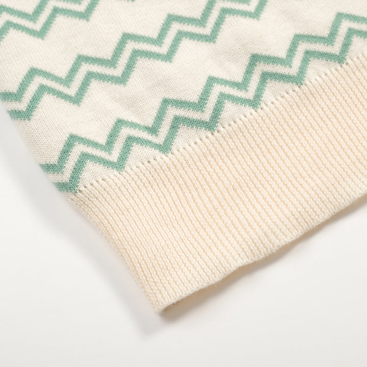 Women's Apricot White Classic Vintage Jacquard Knit T-Shirt