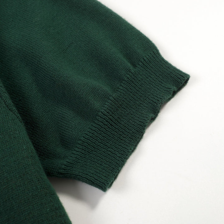 Women's Green Striped Classic Retro Jacquard Knit T-Shirt