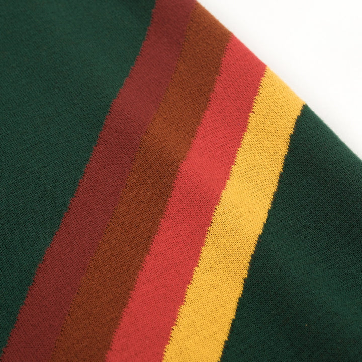 Women's Green Striped Classic Retro Jacquard Knit T-Shirt