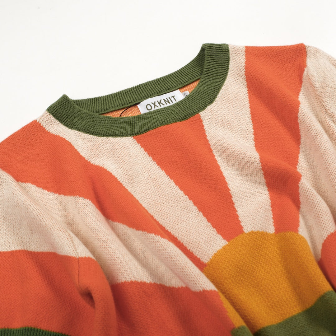 Women's Green Sunshine Classic Retro Jacquard Knit T-Shirt