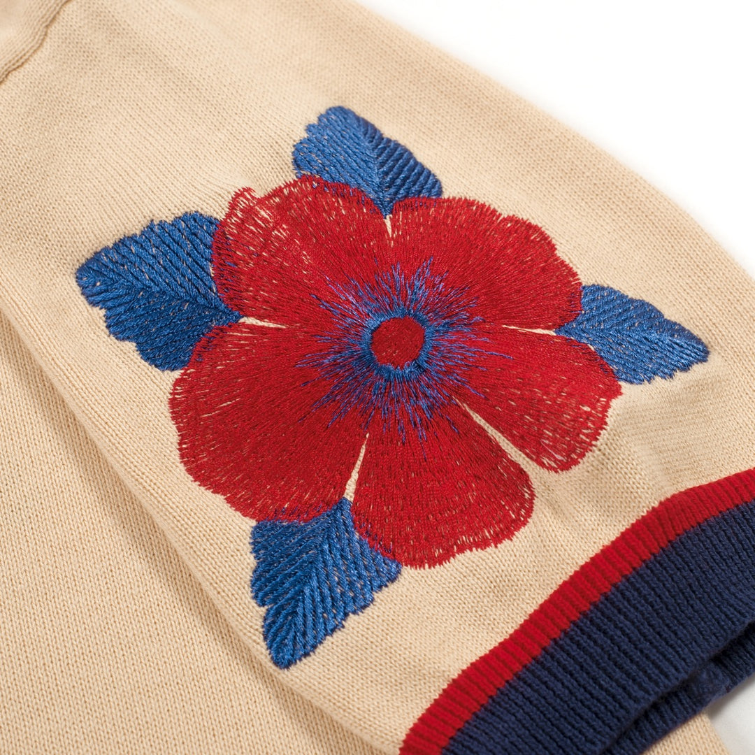 Women's Khaki Floral Jacquard Knit T-Shirt