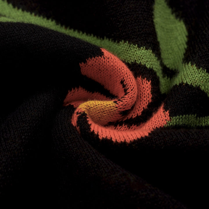 Klassiek jacquardgebreid T-shirt voor dames met zwart bloemenmotief