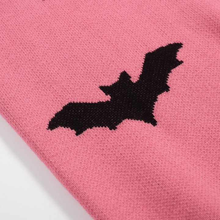 Damen Pink Fledermaus-Art Retro Classic Jacquard-Strick T-Shirt
