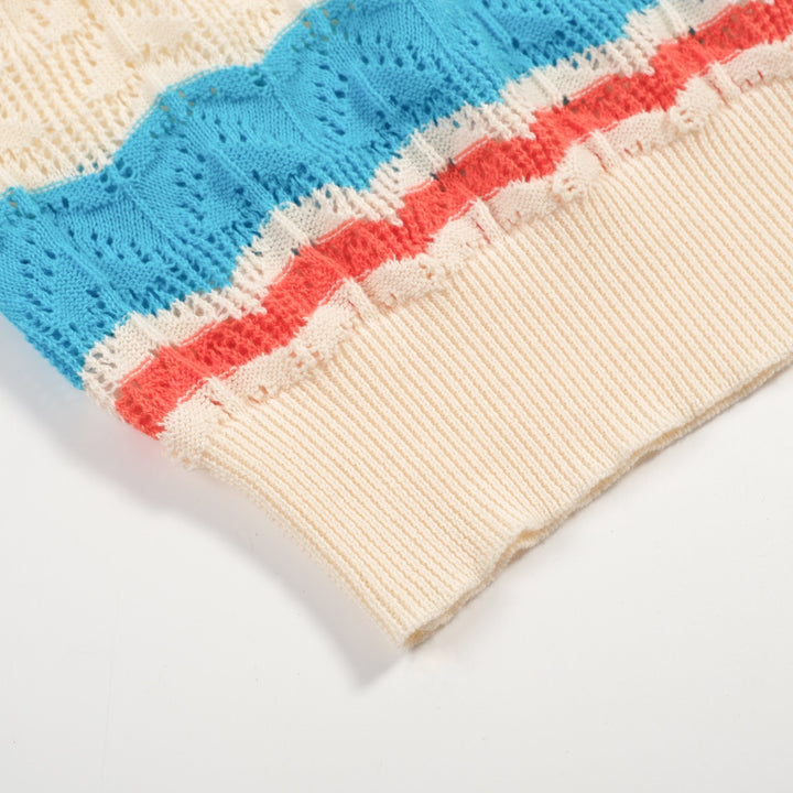 Women's Multicolor Striped Art Classic Jacquard Knit T-Shirt