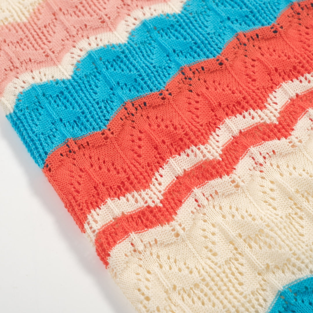 Women's Multicolor Striped Art Classic Jacquard Knit T-Shirt