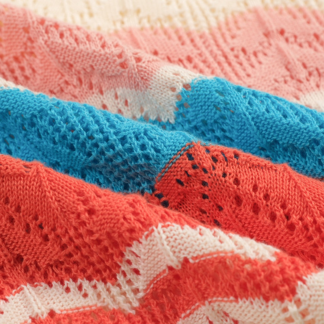 Women's Multicolor Striped Art Classic Jacquard Knit T-Shirt