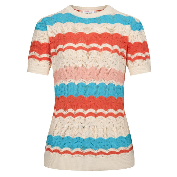 Women's Multicolor Striped Art Classic Jacquard Knit T-Shirt