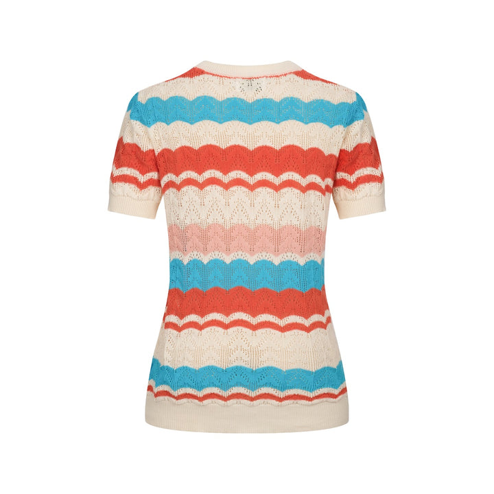 Women's Multicolor Striped Art Classic Jacquard Knit T-Shirt