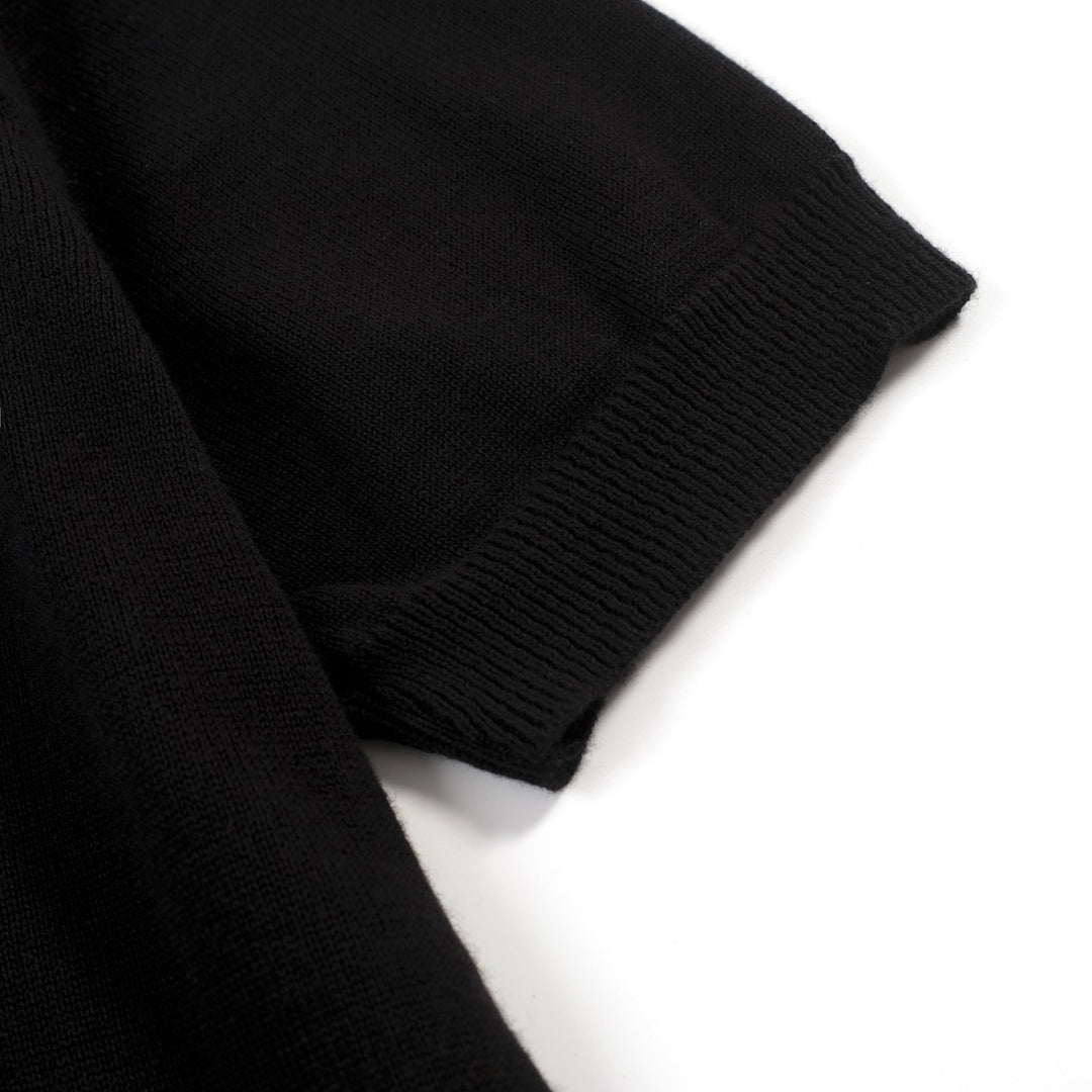 Women's classic black bird embroidered knit T-shirt