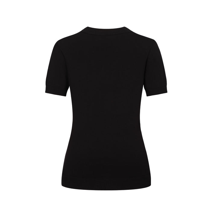 Women's classic black bird embroidered knit T-shirt