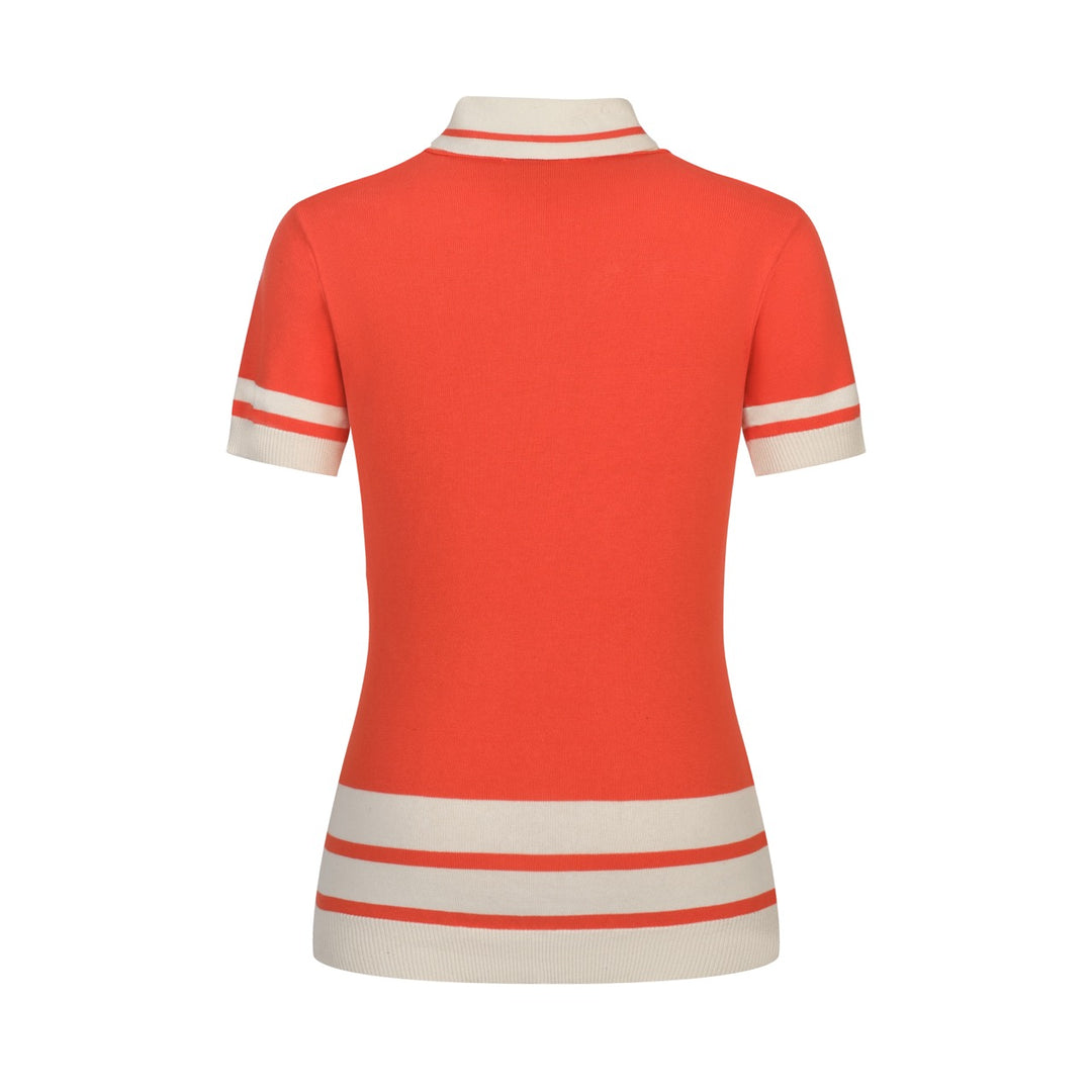 Women's classic orange striped jacquard knit T-shirt