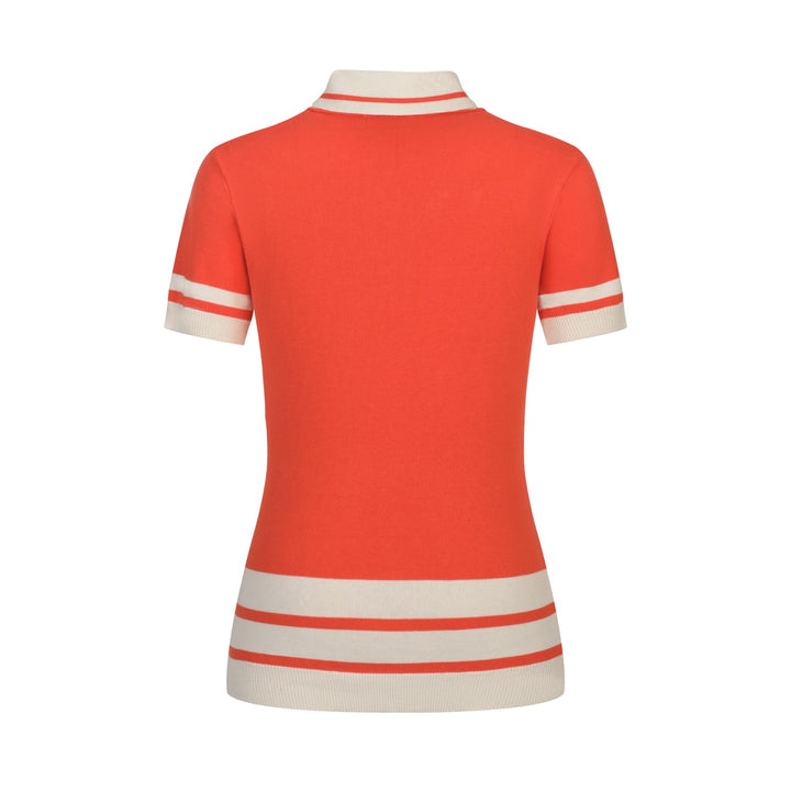 Women's classic orange striped jacquard knit T-shirt