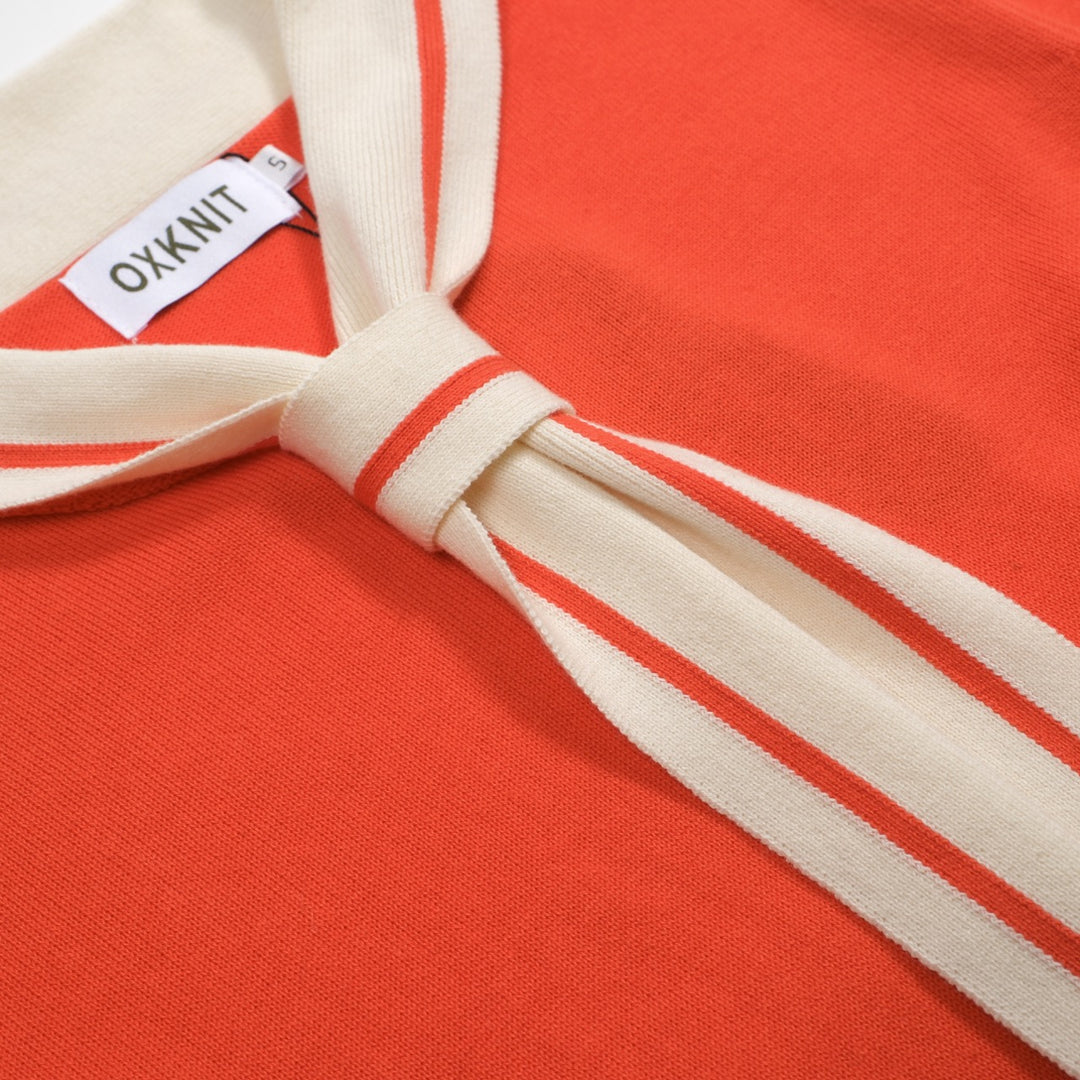 Women's classic orange striped jacquard knit T-shirt