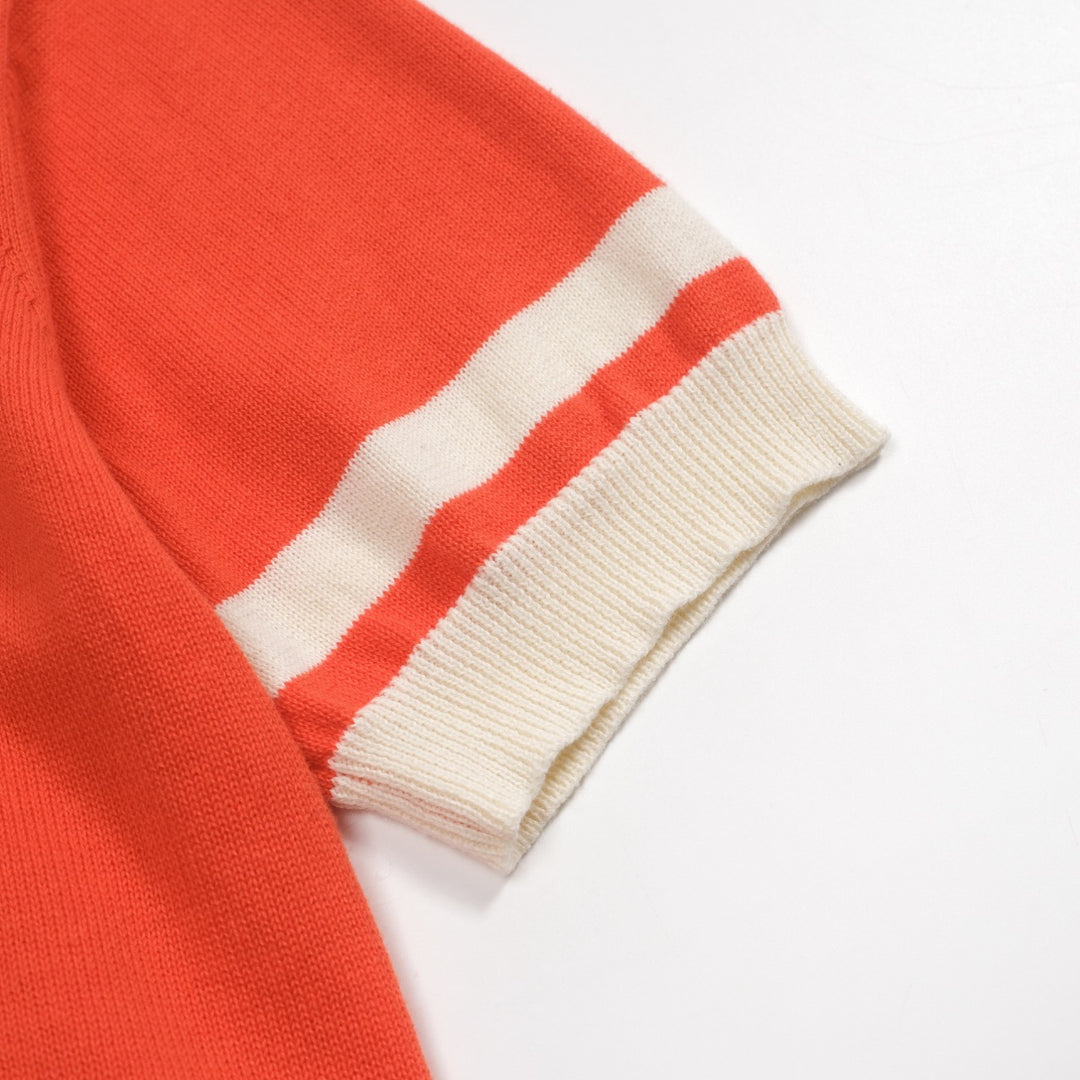 Women's classic orange striped jacquard knit T-shirt