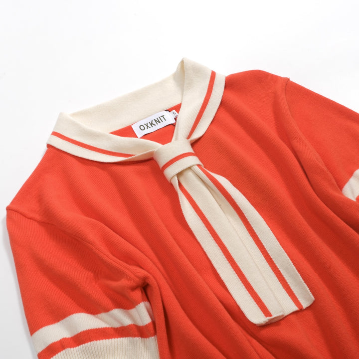 Women's classic orange striped jacquard knit T-shirt