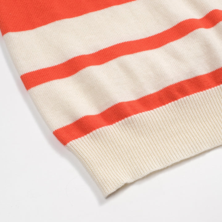 Women's classic orange striped jacquard knit T-shirt