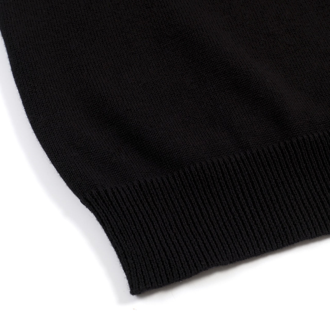 Women's black rose Jacquard vintage knit V-neck T-shirt