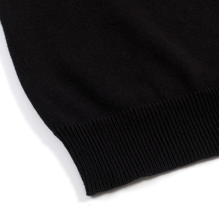 Women's black rose Jacquard vintage knit V-neck T-shirt