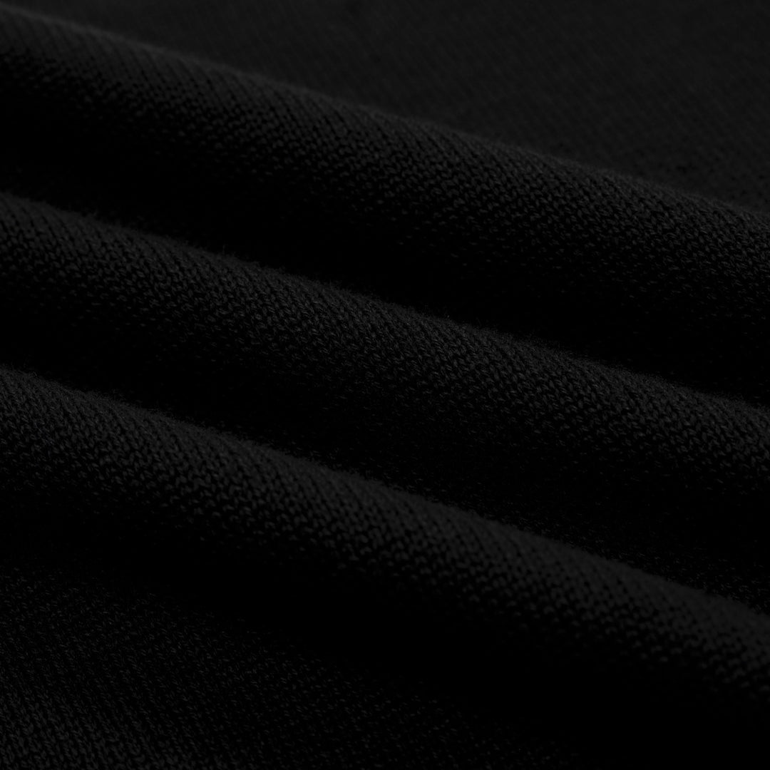 Women's black Bee embroidered vintage knit V-neck T-shirt