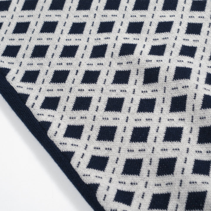 Women's dark blue vintage knit jacquard strappy T-shirt