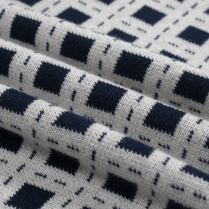 Women's dark blue vintage knit jacquard strappy T-shirt