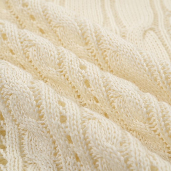 Women's white vintage knit casual T-shirt