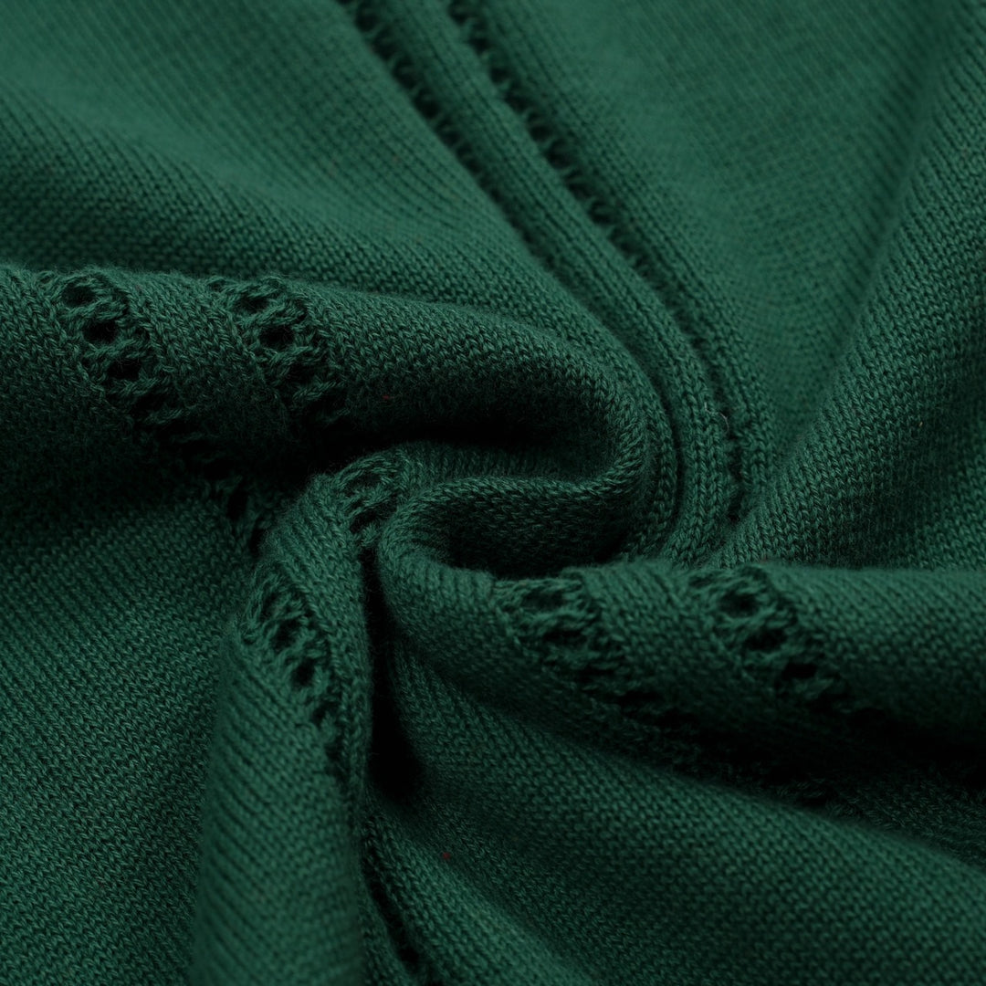 Women's green vintage lace-up knit summer T-shirt