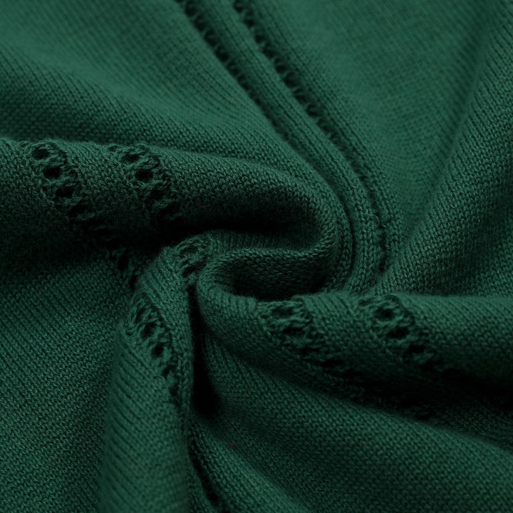 Women's green vintage lace-up knit summer T-shirt