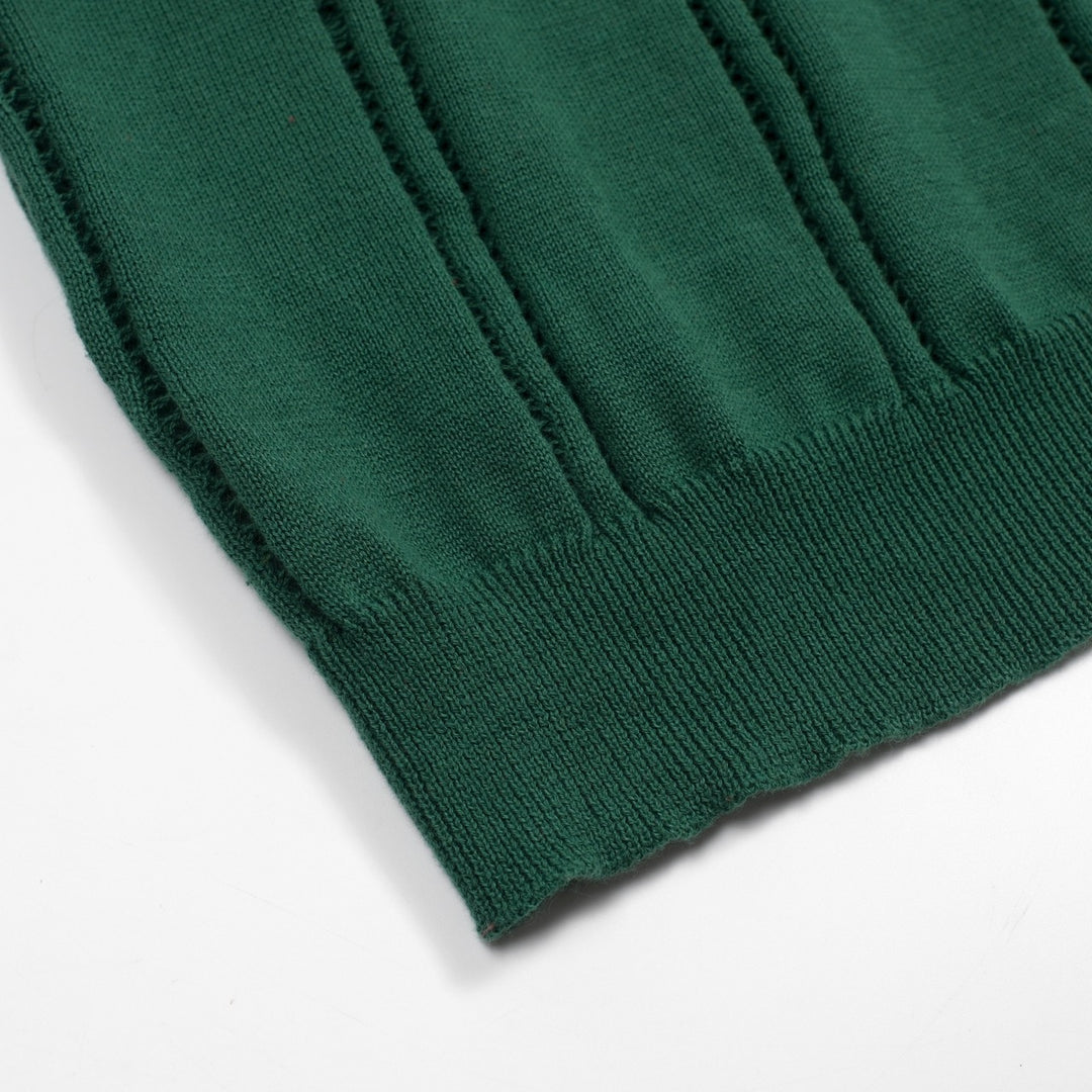 Women's green vintage lace-up knit summer T-shirt