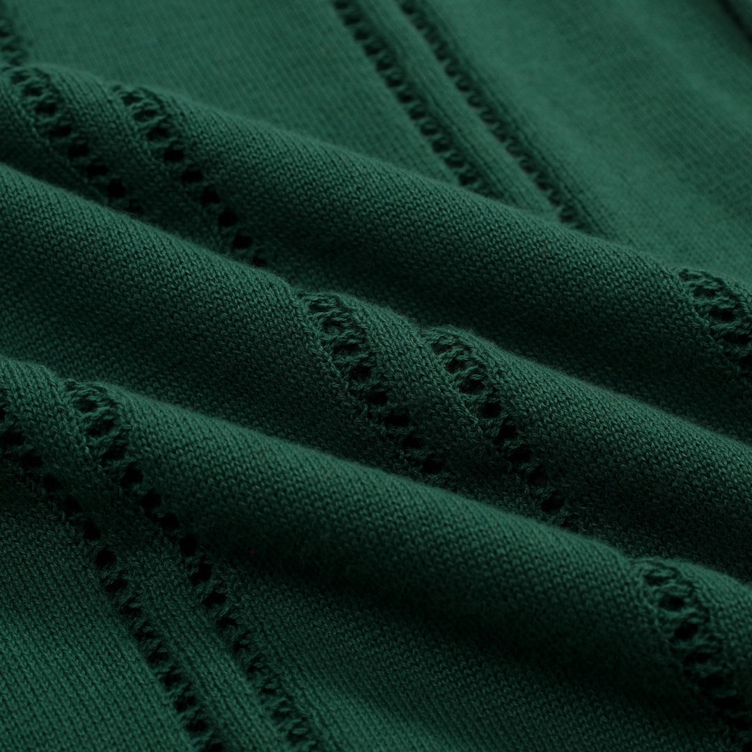 Women's green vintage lace-up knit summer T-shirt