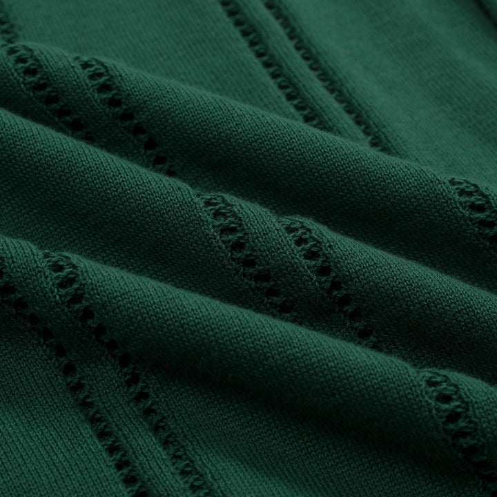 Women's green vintage lace-up knit summer T-shirt