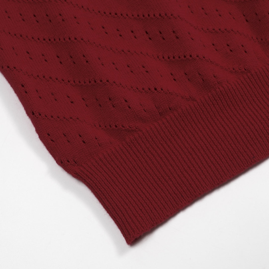 Women's red vintage knit bow design T-shirt