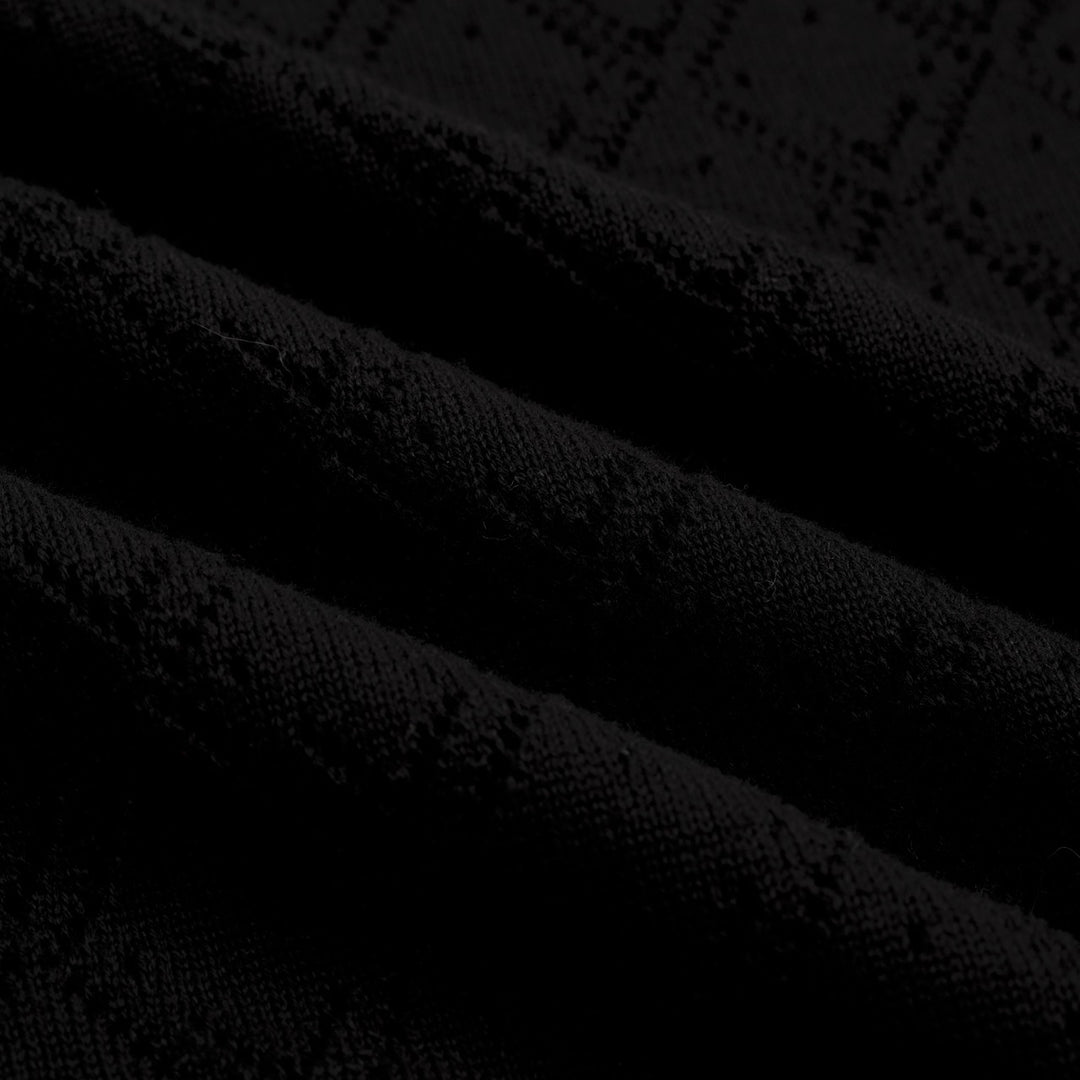 Women's black vintage knit lace-up summer T-shirt