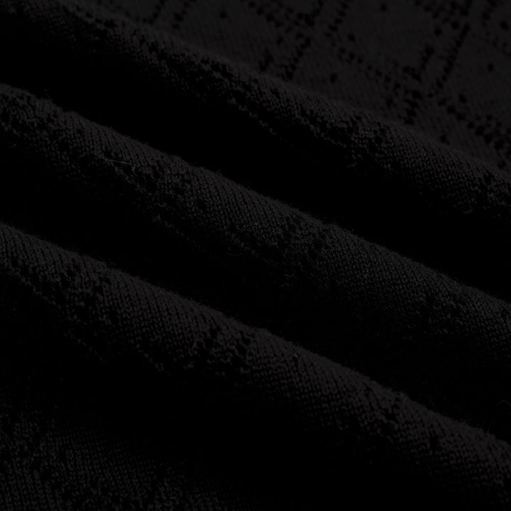 Women's black vintage knit lace-up summer T-shirt