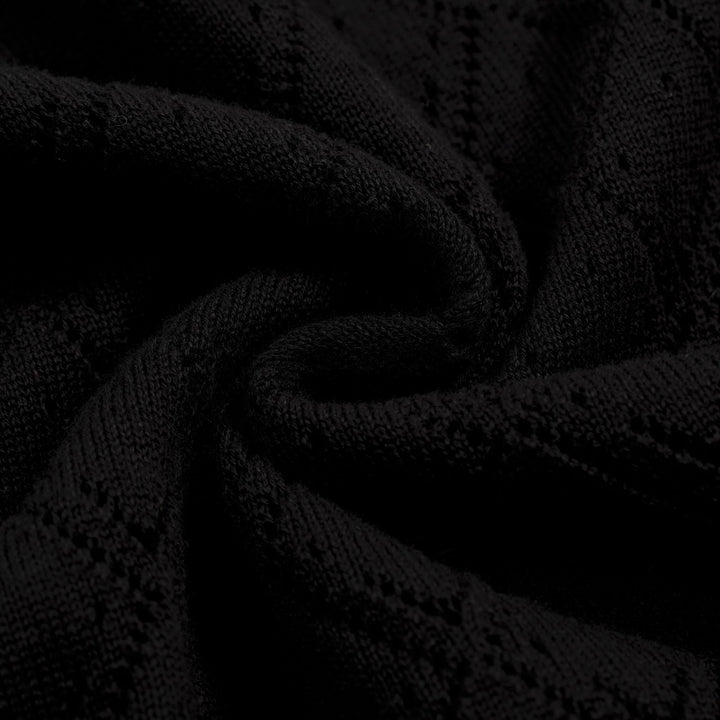 Women's black vintage knit lace-up summer T-shirt