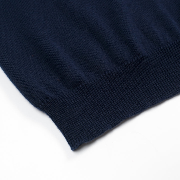 Women's dark blue vintage knit lace-up summer T-shirt