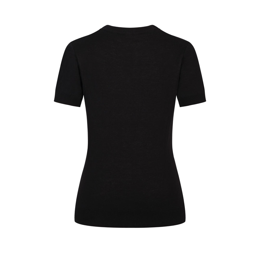 Women's black vintage jacquard Planet knit T-shirt
