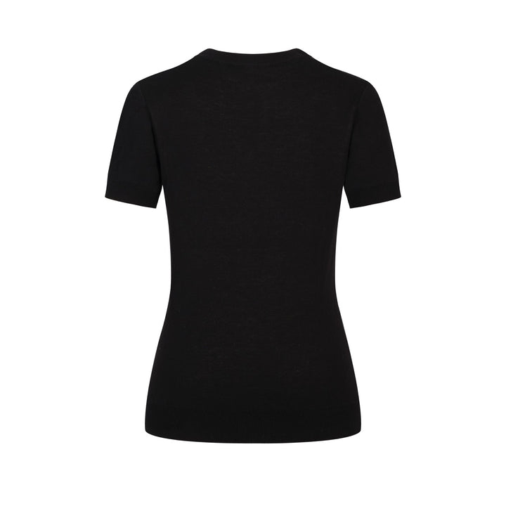 Women's black vintage jacquard Planet knit T-shirt