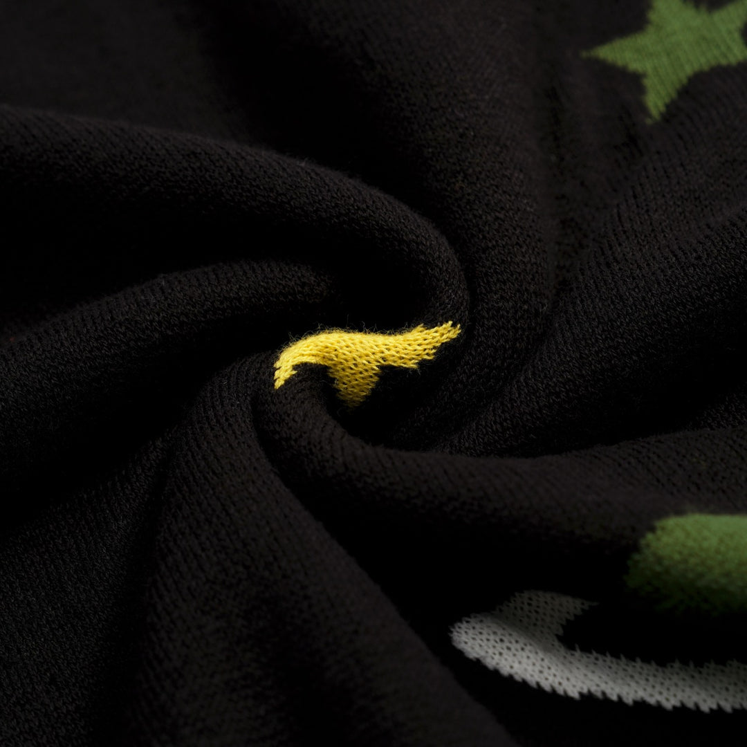 Women's black vintage jacquard Planet knit T-shirt