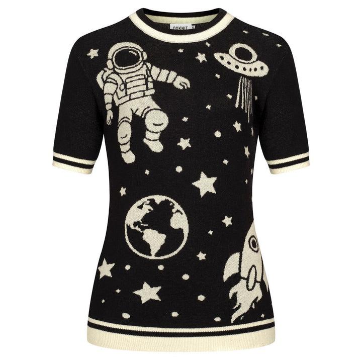 Women's Black planet main carry vintage knit T-shirt