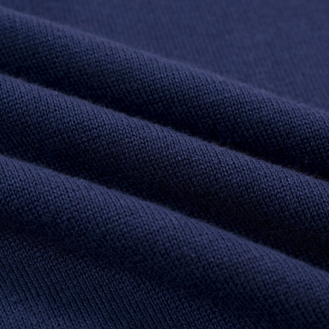 Women's dark blue Planet embroidery vintage knit T-shirt