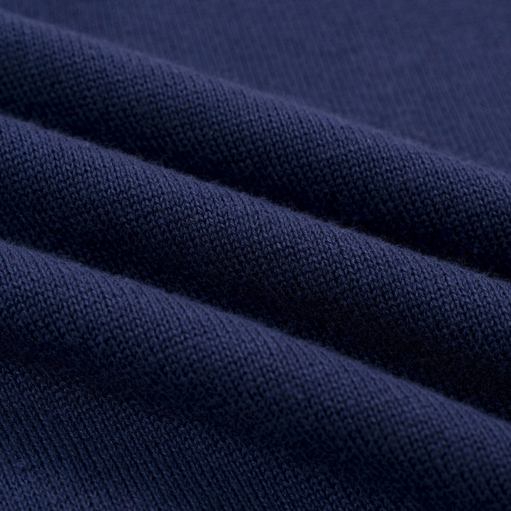 Women's dark blue Planet embroidery vintage knit T-shirt