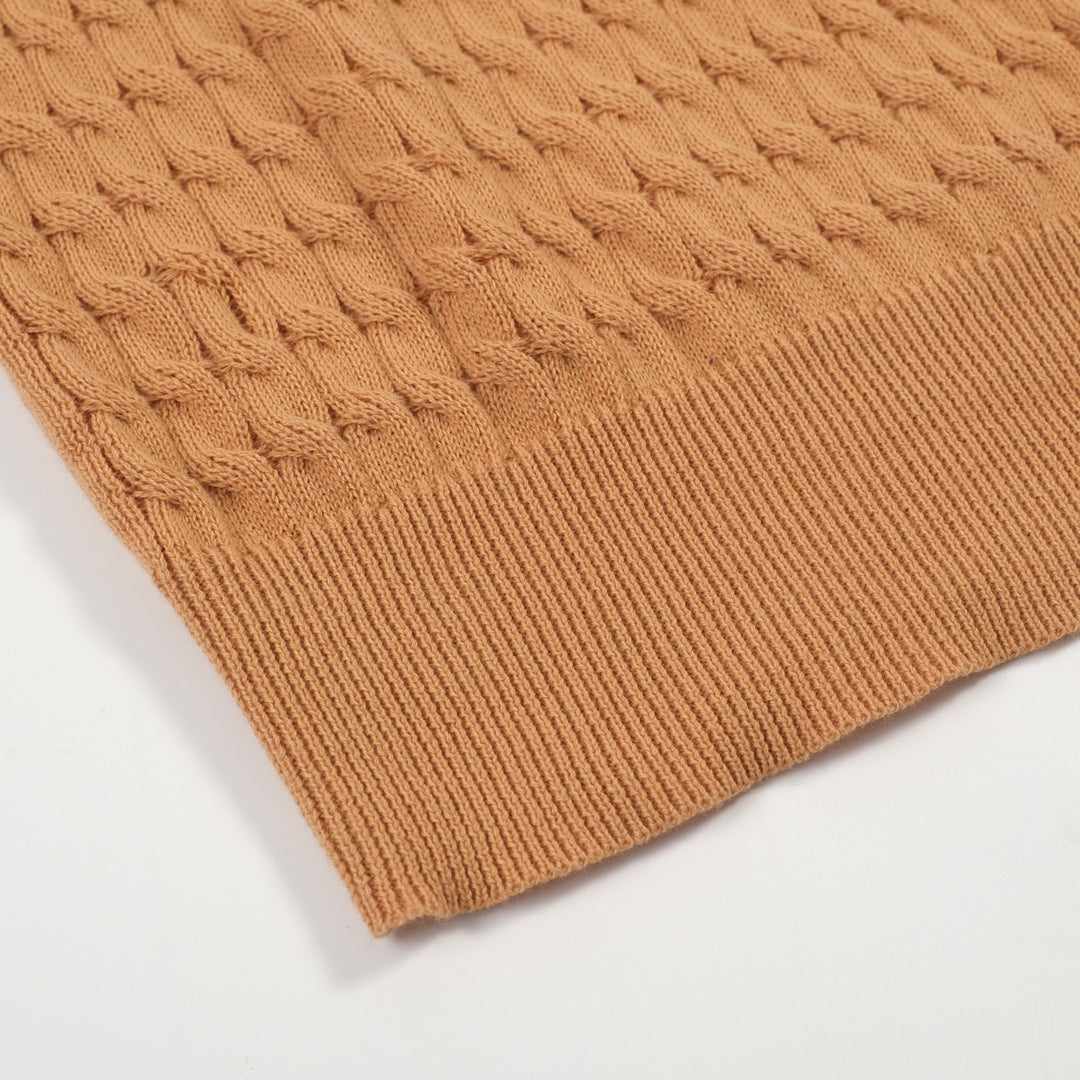 Women's khaki knit texture bubble sleeve T-shirt